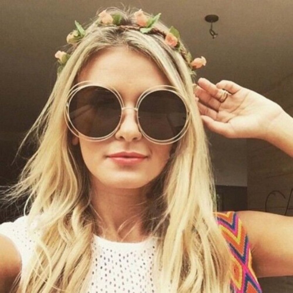 Oversized Double Wire Frame Halo Sunglasses Smoke